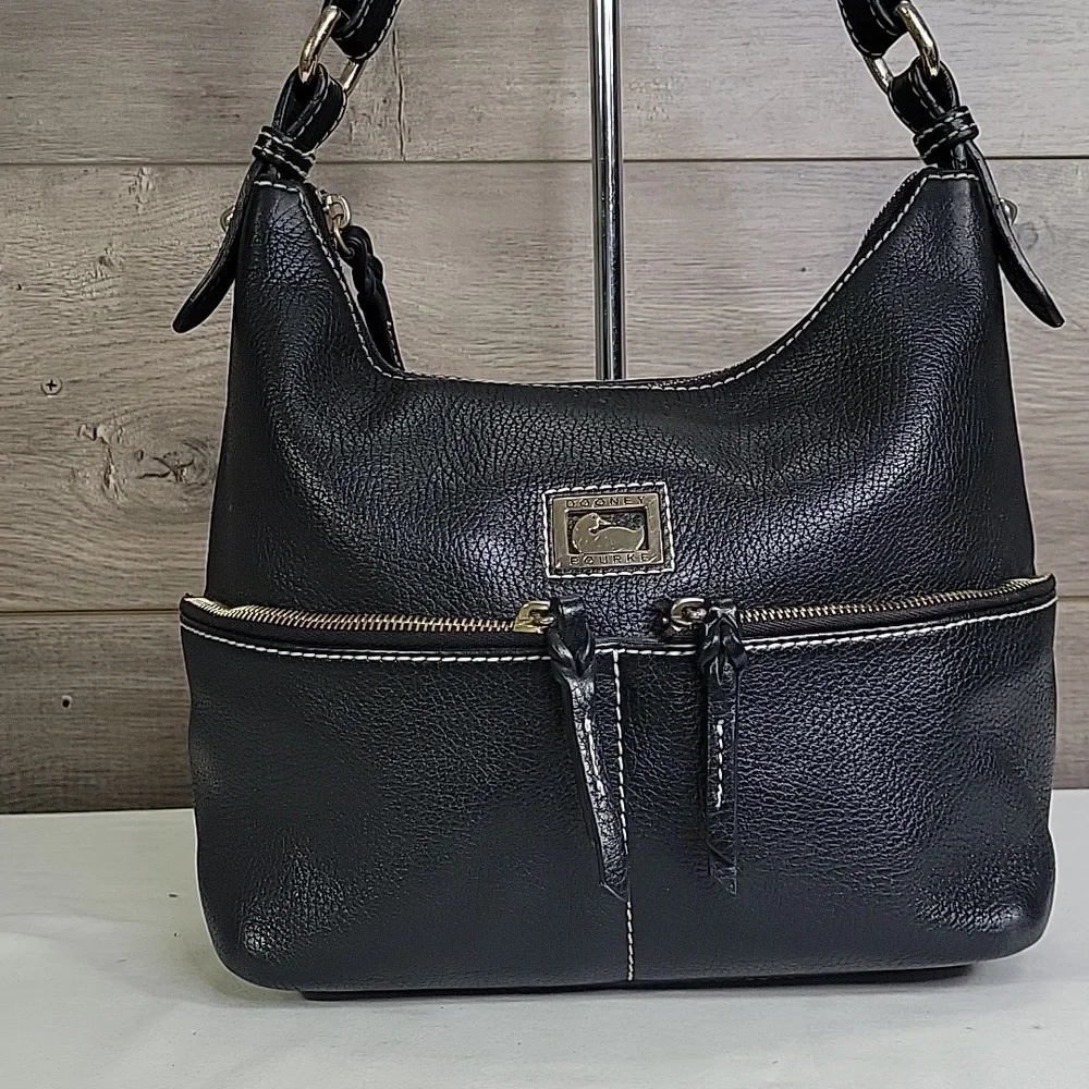 Dooney & Bourke Black Pebble Leather Shoulder Bag